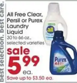 Giant Eagle All Free Clear, Persil or Purex Laundry Liquid offer