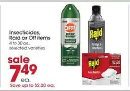 Giant Eagle Insecticides, Raid or Off items offer