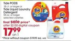 Giant Eagle Tide PODS or Tide Liquid Laundry Detergent offer
