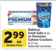Albertsons Nabisco Snak-Saks or Premium Saltine Crackers offer
