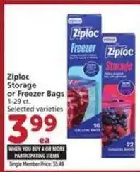 Albertsons Ziploc Storage or Freezer Bags offer