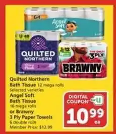 Albertsons Quilted Northern Bath Tissue, Angel Soft Bath Tissue, Brawny Paper Towels offer