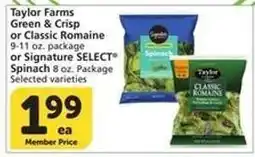 Albertsons Taylor Farms Green & Crisp or Classic Romaine or Signature SELECT Spinach offer