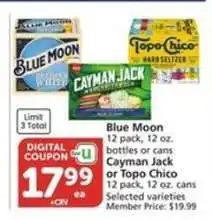 Albertsons Blue Moon, Cayman Jack or Topo Chico offer