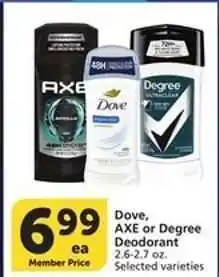 Albertsons Dove, AXE or Degree Deodorant offer