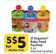Albertsons O Organics Baby Food Pouches offer