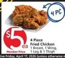 Albertsons 4-Piece Fried Chicken offer