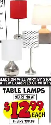 Ollie's TABLE LAMPS offer