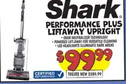 Ollie's SHARK PERFORMANCE PLUS LIFTAWAY UPRIGHT offer