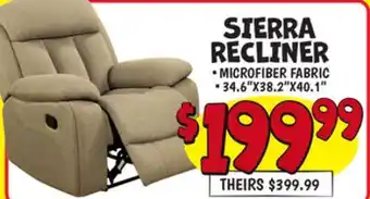 Ollie's SIERRA RECLINER offer