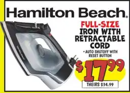 Ollie's FULL-SIZE IRON WITH RETRACTABLE CORD offer