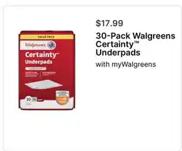 Walgreens 30-Pack Walgreens Certainty Underpads offer