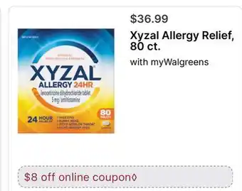Walgreens Xyzal Allergy Relief, 80 ct offer