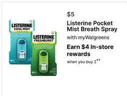Walgreens Listerine Pocket Mist Breath Spray offer
