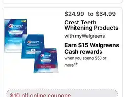 Walgreens Crest Teeth Whitening Products offer