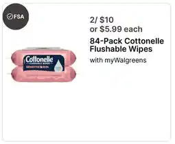 Walgreens 84-Pack Cottonelle Flushable Wipes offer