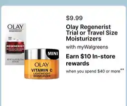 Walgreens Olay Regenerist Trial or Travel Size Moisturizers offer
