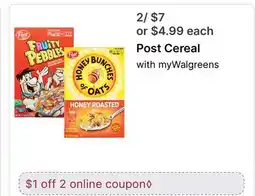 Walgreens Post Cereal offer