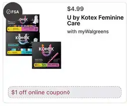Walgreens U by Kotex Feminine Care offer