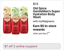Walgreens Old Spice GentleMan's Super Hydration Body Wash offer
