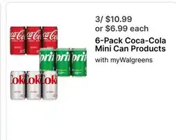 Walgreens 6-Pack Coca-Cola Mini Can Products offer