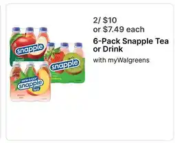 Walgreens Snapple Tea or Drink offer