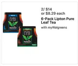 Walgreens 6-Pack Lipton Pure Leaf Tea offer