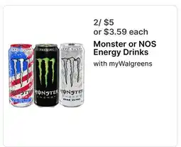 Walgreens Monster or NOS Energy Drinks offer