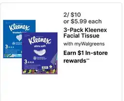 Walgreens 3-Pack Kleenex Facial Tissue offer