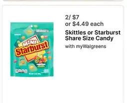 Walgreens Skittles or Starburst Share Size Candy offer