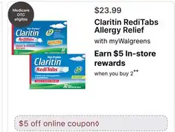 Walgreens Claritin RediTabs Allergy Relief offer