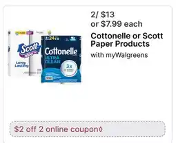 Walgreens Cottonelle or Scott Paper Products offer