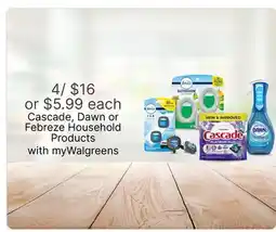 Walgreens Cascade, Dawn or Febreze Household Products offer