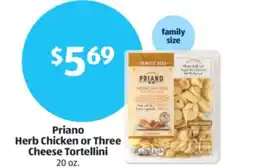 Aldi Priano Herb Chicken or Three Cheese Tortellini offer