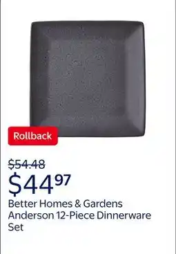 Walmart Better Homes & Gardens Anderson Grey Square-Shaped Stoneware 12-Piece Dinnerware Set offer