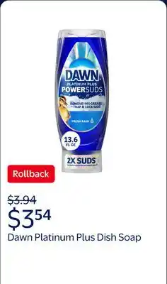 Walmart Dawn Platinum Plus, Dish Soap, EZ-Squeeze Bottle offer