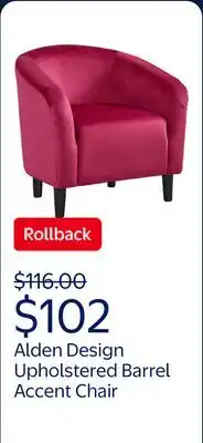 Walmart Alden Design Upholstered Barrel Accent Chair for Livingroom, Rose Red Velvet offer
