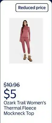 Walmart Ozark Trail Women's Warmest Thermal Long Sleeve Fleece Mockneck Top offer
