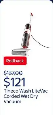 Walmart Tineco Wash LiteVac Corded Wet Dry Vacuum & Mop for Hard Floors, Self-Cleaning, XL Tanks offer