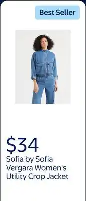 Walmart Sofia by Sofia Vergara Women's and Women's Plus Utility Crop Jacket offer