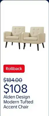 Walmart Alden Design Modern Tufted Accent Arm Chair with Rubber Wood Leg for Living Room, Dark Gray offer