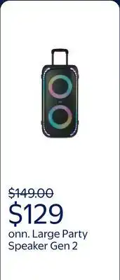 Walmart onn Large Party Speaker Gen 2 with LED Lighting offer