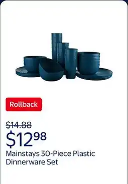 Walmart Mainstays 30-Piece Plastic Braided Pattern Dinnerware Bundle Set, Navy offer