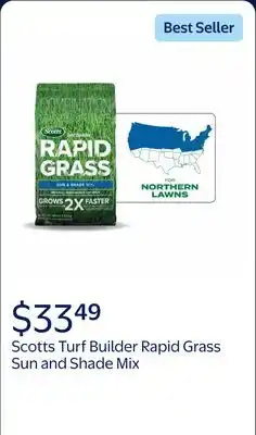 Walmart Scotts Turf Builder Rapid Grass Sun and Shade Mix, Grass Seed and Fertilizer, 5.6 lbs offer