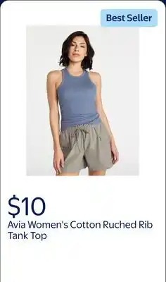Walmart Avia Women's Cotton Ruched Rib Tank Top offer