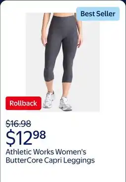 Walmart Athletic Works Women's and Women's Plus ButterCore Capri Leggings with Pockets, 21 Inseam offer