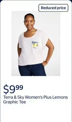 Walmart Terra & Sky Women's Plus Lemons Graphic Tee with Short Sleeves offer