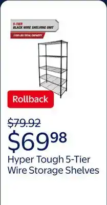 Walmart Hyper Tough 5-Tier Wire Storage Shelves, 36 W x 16 D x 72 H, 1750 lb Load Capacity, Black offer