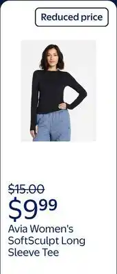 Walmart Avia Women's and Women's Plus SoftSculpt Long Sleeve Tee offer