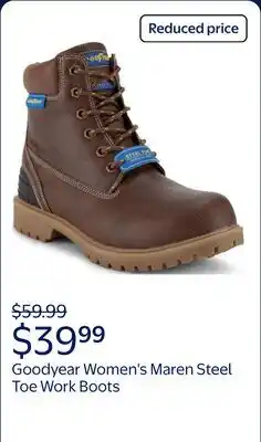 Walmart Goodyear Women's Maren Steel Toe Work Boots offer